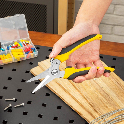 Режущий инструмент (пилы, ножовки, ножи, ножницы) Deli Ножницы универсальные строительные Deli DL2908 205мм, 48-52HRC, прорезиненная рукоятка