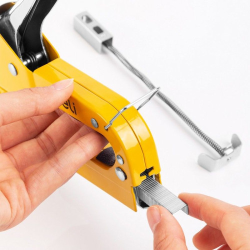 Степлеры, пистолеты, заклепочники Deli Мебельный степлер Deli DL238104 с набором скоб (2000шт D-тип, 2000шт Т-тип, 2000шт U-тип)