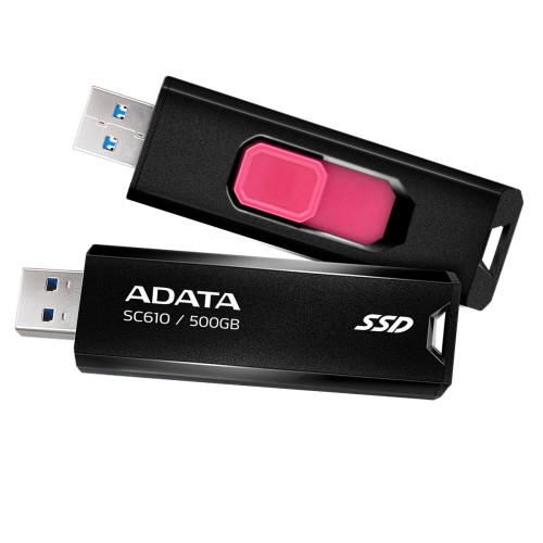 Твердотельный накопитель SSD ADATA 500GB SC610 BOXBLACK/RED  USB 3.2 Gen2 Type-A, 550/500, SC610-500G-CBK/RD