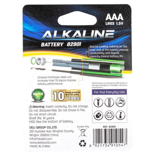 Элемент питания Deli AAA LR03 4+2pcs (E82901)