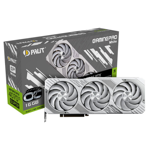 Видеокарта Palit RTX4070Ti SUPER GAMINGPRO WHITE OC 16GB GDDR6X 256bit 3-DP HDMI 3FAN