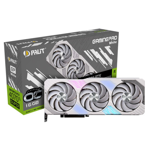 Видеокарта Palit RTX4070Ti SUPER GAMINGPRO WHITE OC 16GB GDDR6X 256bit 3-DP HDMI 3FAN