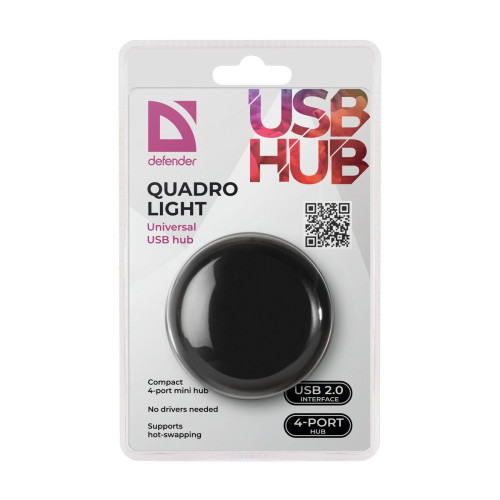 Концентратор Defender Универсальный USB разветвитель Quadro Light USB 2.0, 4 порта DEFENDER (832014)