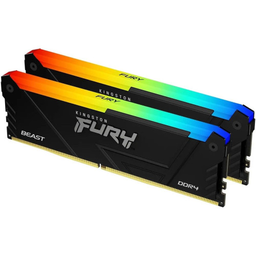 Модуль памяти 32GB Kingston FURY Beast RGB KF432C16BB2AK2/32 DDR4 3200 DIMM Gaming Memory Non-ECC, CL16, 1.35V, Kit (2*16GB), RTL