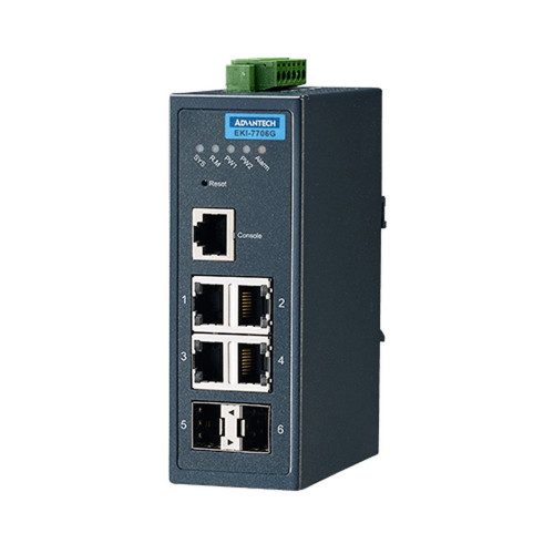 Коммутатор Advantech EKI-7706G-2F-AE   4GE+2SFP Gigabit Managed Redundant Industrial Switch