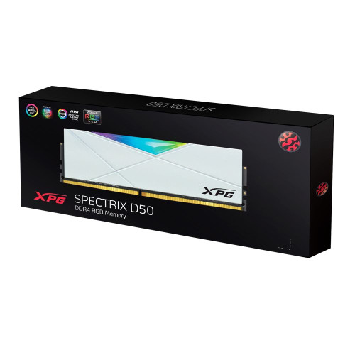 Комплект модулей памяти ADATA 16GB DDR4 3600 U-DIMM XPG Spectrix D50 RGB Gaming Memory CL18, 1.35V K2*8GB WHITE