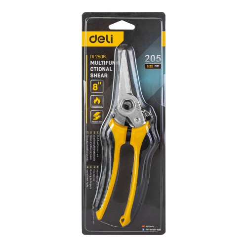 Режущий инструмент (пилы, ножовки, ножи, ножницы) Deli Ножницы универсальные строительные Deli DL2908 205мм, 48-52HRC, прорезиненная рукоятка
