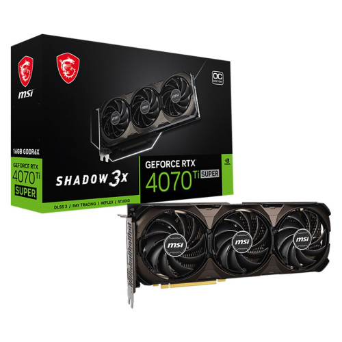 Видеокарта MSI RTX4070Ti SUPER SHADOW 3X OC 16GB GDDR6X 256bit 3xDP HDMI 3FAN RTL