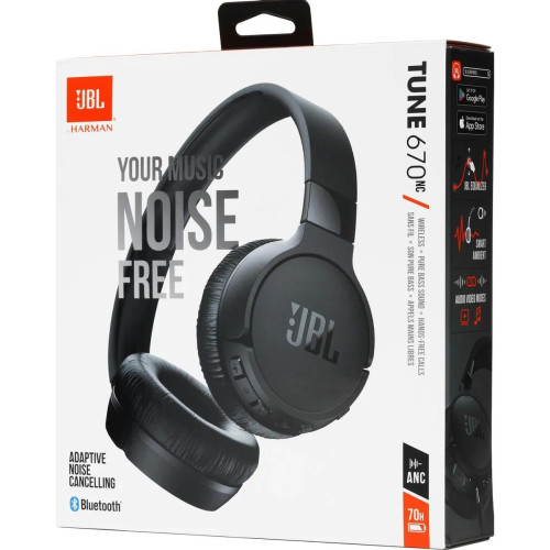 Наушники JBL Tune 670NC Wireless On-Ear Noise-Cancelling Headphones Black