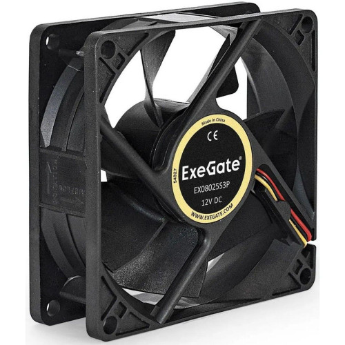 Вентилятор 12В DC ExeGate EX08025S3P (80x80x25 мм, Sleeve bearing (подшипник скольжения), 3pin, 1800RPM, 23dBA)