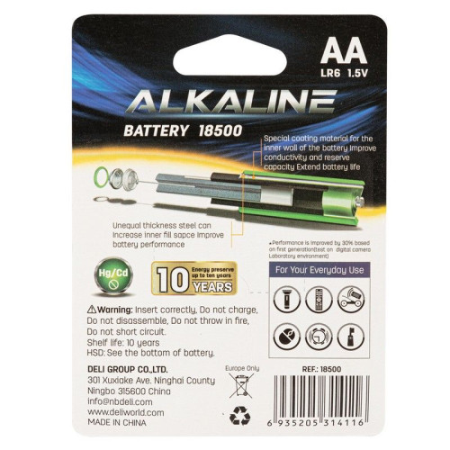 Элемент питания Deli AA LR6 2 (E18500)