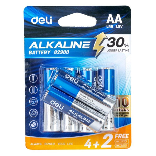 Элемент питания Deli AA LR6 4+2pcs (E82900)
