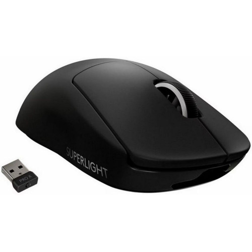 Мышь Logitech Мышь игровая Logitech G PRO X Superlight Black черная, беспроводная Lightspeed, cенсор Hero 25K 100-25600dpi, 5 кнопок, облегченная 63гр, правый хват