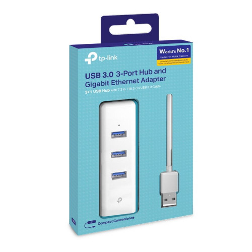 Концентратор TP-LINK UE330 Сетевой адаптер USB 3.0/Gigabit Ethernet c 3-портовым концентратором USB 3.0, 1 разъём USB 3.0, 1 гигабитный порт Ethernet, 3 порта USB 3.0, складной портативный дизайн, поддержка Plug and Play {100}