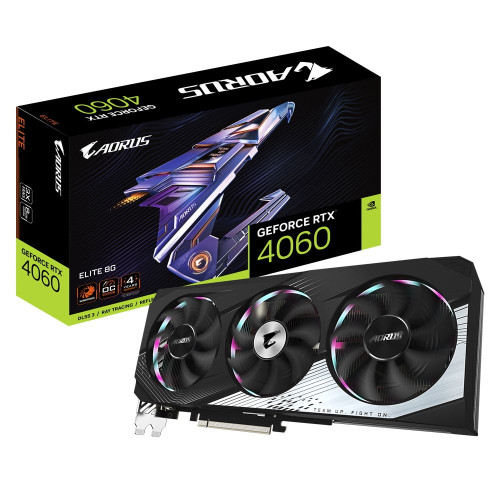 125997 Видеокарта Gigabyte AORUS RTX4060 ELITE 8GB GDDR6 128-bit DPx2 HDMIx2 3FAN RTL