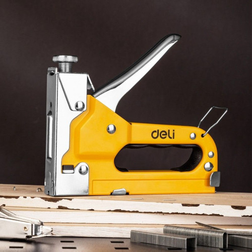 Степлеры, пистолеты, заклепочники Deli Мебельный степлер Deli DL238104 с набором скоб (2000шт D-тип, 2000шт Т-тип, 2000шт U-тип)