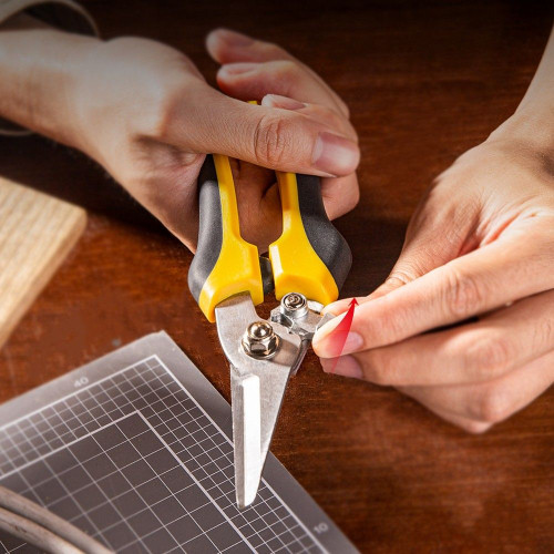 Режущий инструмент (пилы, ножовки, ножи, ножницы) Deli Ножницы универсальные строительные Deli DL2908 205мм, 48-52HRC, прорезиненная рукоятка