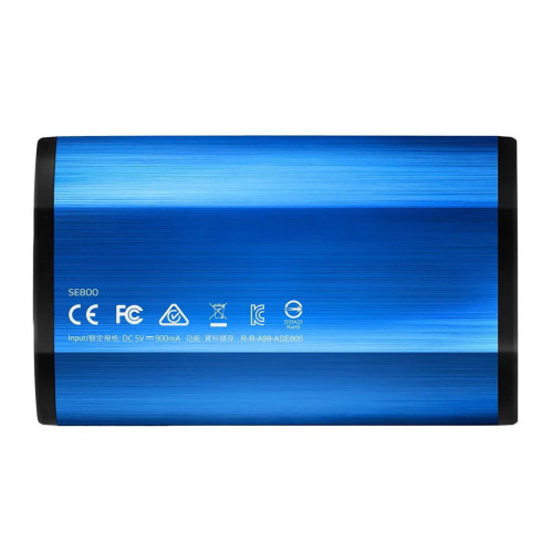 Твердотельный накопитель SSD ADATA SE800 Blue External ASE800-512GU32G2-CBL 512GB 1.8" USB 3.2 Gen 2 Type-C, 1000R, USB 3.2 Type-C to C cable,USB 3.2 Type-C to A cable, Quick Start Guide, Tough-IP68 dustproof and waterproof, Military-Grade shockproof